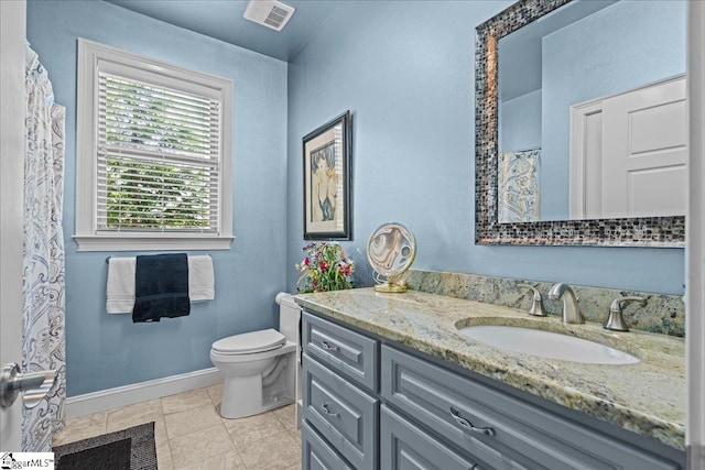 135 Neal Pointe Dr, Chesnee, SC 29323 - bathroom with vanity, toilet, baseboards, and tile patterned floors
