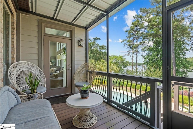 135 Neal Pointe Dr, Chesnee, SC 29323 - sunroom / solarium featuring a water view