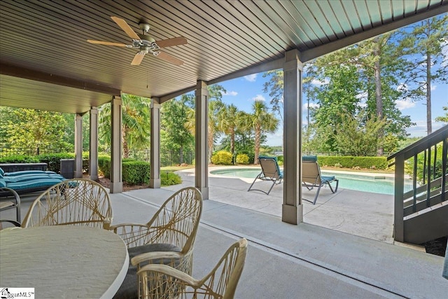 135 Neal Pointe Dr, Chesnee, SC 29323 - view of patio / terrace featuring a ceiling fan and an outdoor pool