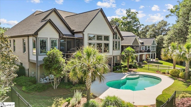 135 Neal Pointe Dr, Chesnee, SC 29323 - back of house featuring a sunroom and a patio