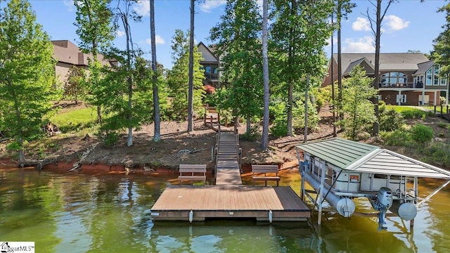 135 Neal Pointe Dr, Chesnee, SC 29323 - dock featuring a water view and stairway