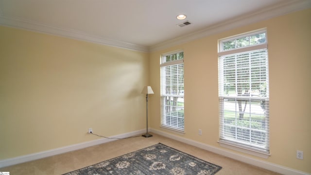 225 Highgrove Ct, Simpsonville, SC 29681 - unfurnished room with light colored carpet, ornamental molding, and baseboards