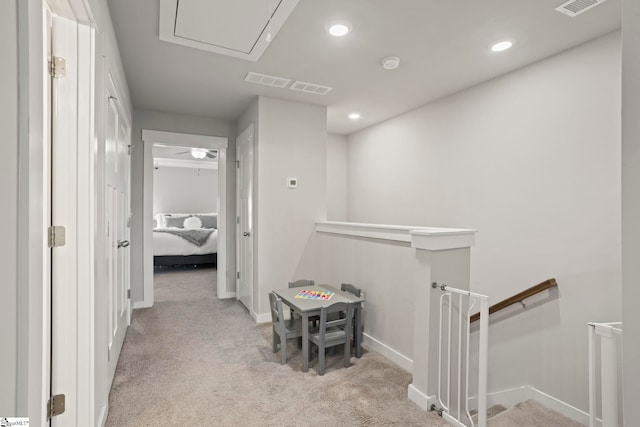 7 Grey Oak Trl, Greer, SC 29650 - corridor featuring an upstairs landing, light colored carpet, baseboards, and recessed lighting