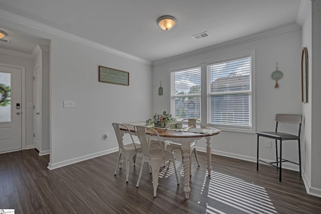 105 Ella B Ln, Easley, SC 29640 - dining space featuring dark wood-style flooring, baseboards, and crown molding