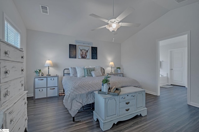 105 Ella B Ln, Easley, SC 29640 - bedroom with lofted ceiling, dark wood-style floors, baseboards, and ceiling fan