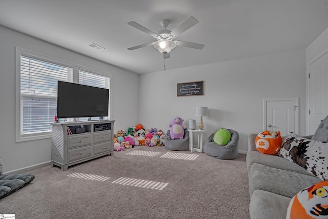 105 Ella B Ln, Easley, SC 29640 - recreation room with carpet floors, a ceiling fan, and baseboards
