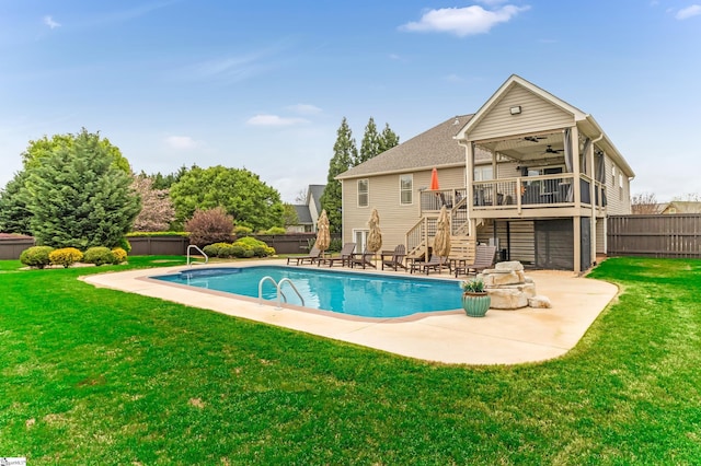 10 Croydon Way, Greenville, SC 29609 - rear view of house with stairs, ceiling fan, a deck, and a patio