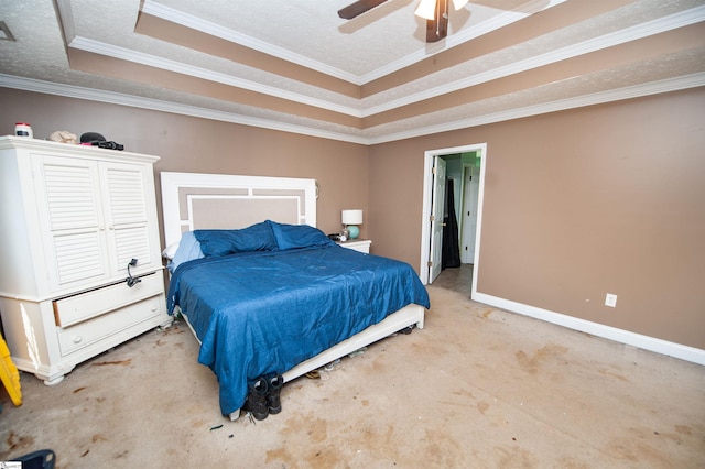 770 Grace Valley Rd, Inman, SC 29349 - carpeted bedroom with a raised ceiling, crown molding, baseboards, and ceiling fan