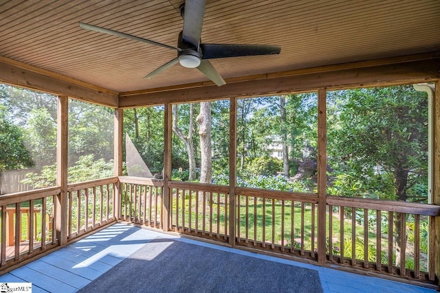 122 N Orchard Farms Ave, Simpsonville, SC 29681 - unfurnished sunroom featuring a ceiling fan