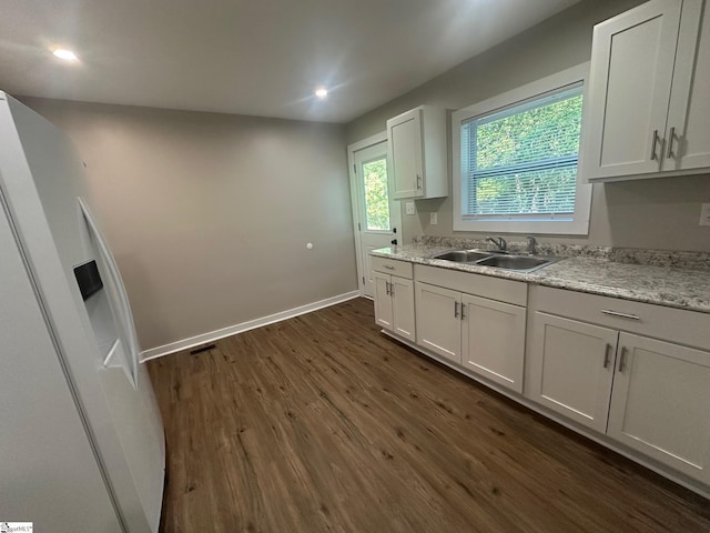 121 Pacolet Hwy, Gaffney, SC 29340 - kitchen featuring a sink, dark wood-style floors, white cabinets, and recessed lighting