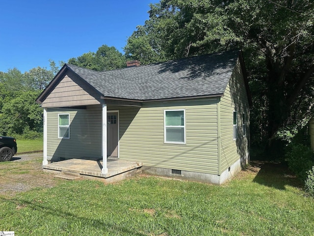 121 Pacolet Hwy, Gaffney, SC 29340 - view of front of property with roof with shingles, crawl space, a front lawn, and a chimney