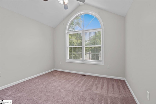 514 Habersham Ln, Easley, SC 29642 - carpeted spare room featuring ceiling fan, vaulted ceiling, and baseboards
