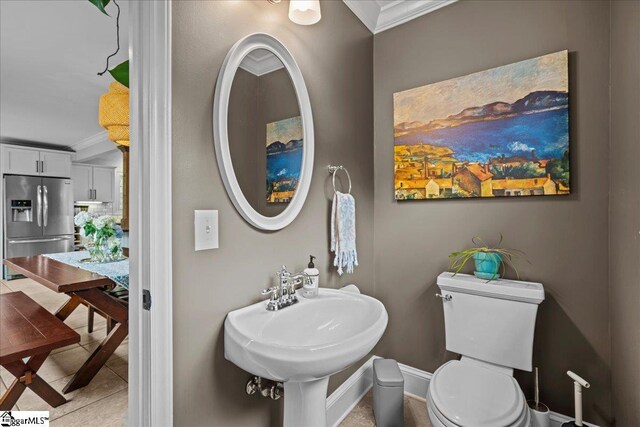 116 Twinbrook Dr, Greenville, SC 29607 - half bath with crown molding, toilet, tile patterned floors, and baseboards