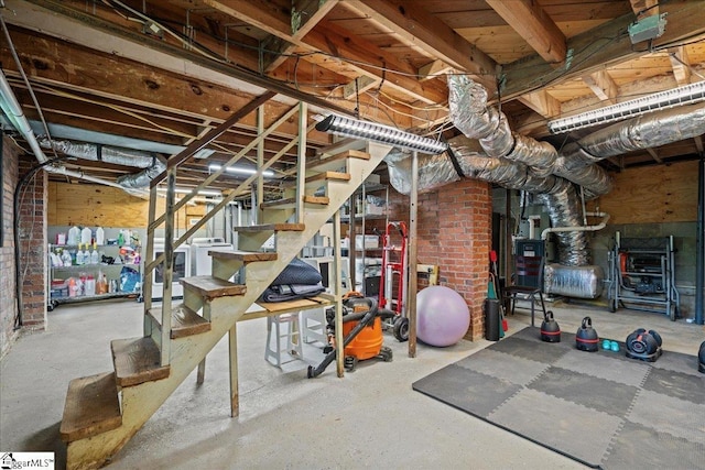 116 Twinbrook Dr, Greenville, SC 29607 - unfinished below grade area with washer / dryer and stairway