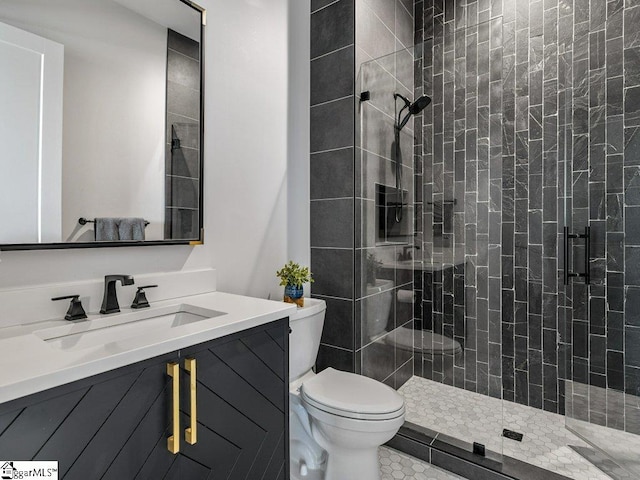 294 Lyman Lake Rd, Lyman, SC 29365 - bathroom featuring toilet, a tile shower, and vanity