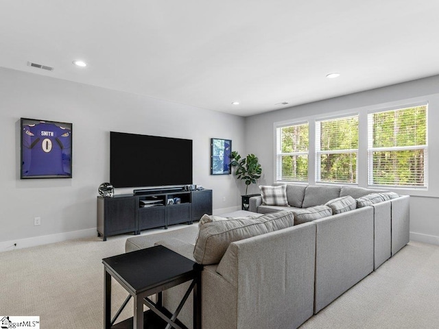 294 Lyman Lake Rd, Lyman, SC 29365 - living area with baseboards, light carpet, and recessed lighting