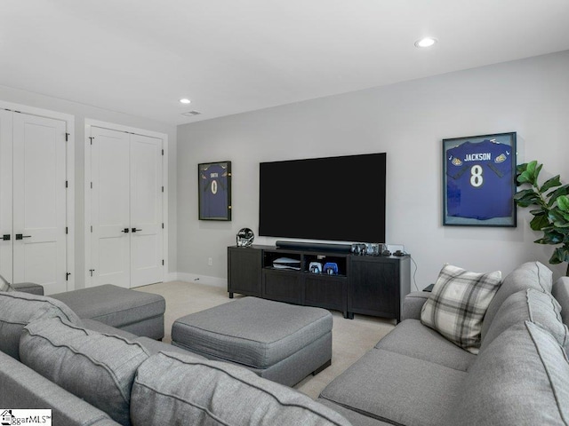 294 Lyman Lake Rd, Lyman, SC 29365 - living area with light colored carpet, recessed lighting, and baseboards