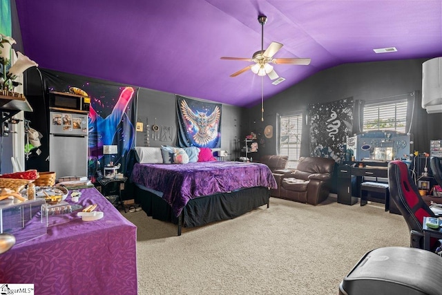 559 Falls Cottage Run, Boiling Springs, SC 29316 - bedroom featuring carpet, vaulted ceiling, and ceiling fan