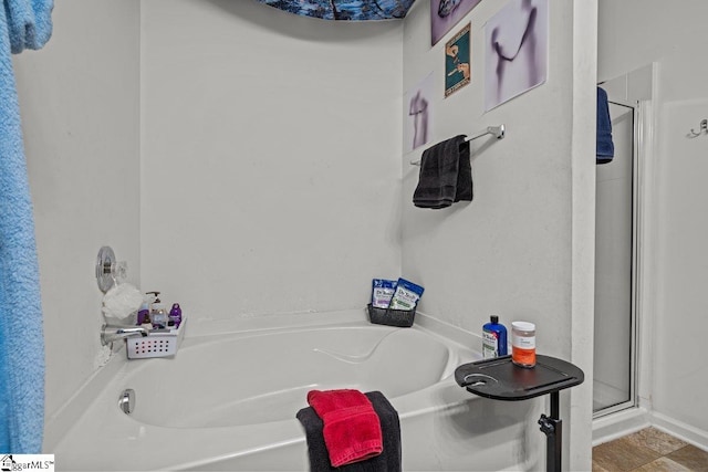 559 Falls Cottage Run, Boiling Springs, SC 29316 - bathroom with a garden tub and a shower with shower door