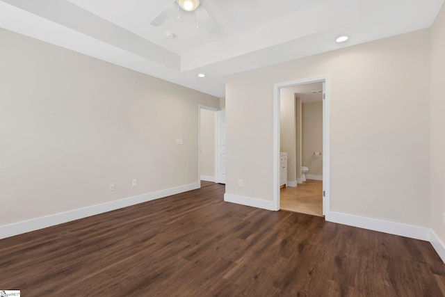 184 Sandifer Rd, Spartanburg, SC 29303 - empty room with a ceiling fan, dark wood-type flooring, baseboards, and recessed lighting