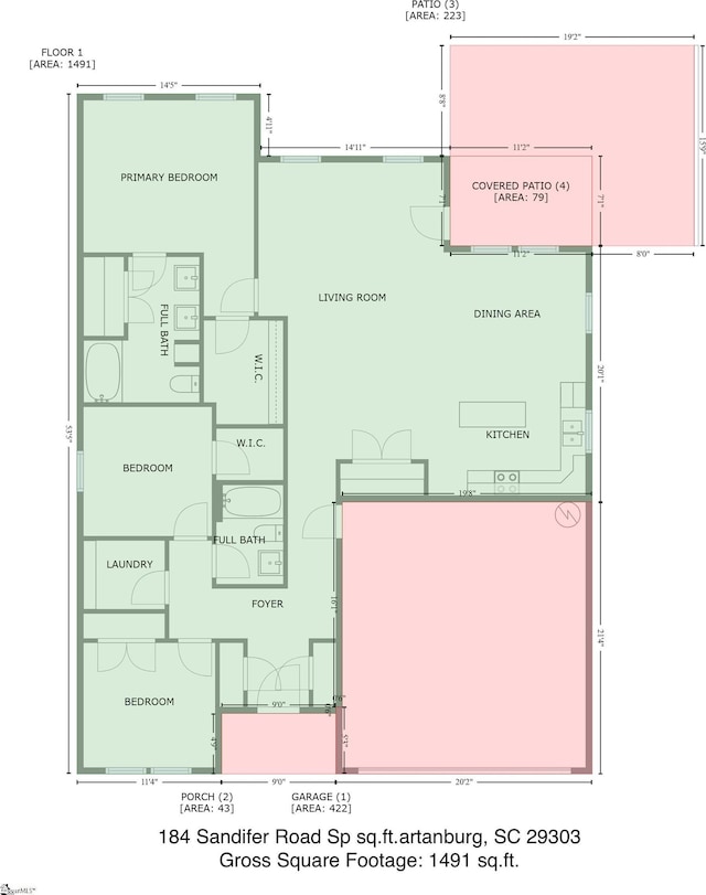 184 Sandifer Rd, Spartanburg, SC 29303 - property floor plan