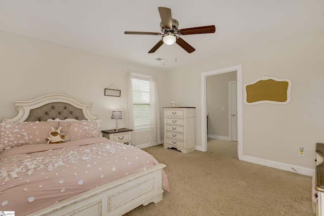 131 Riverland Woods Ct, Simpsonville, SC 29681 - bedroom with light colored carpet, baseboards, and a ceiling fan