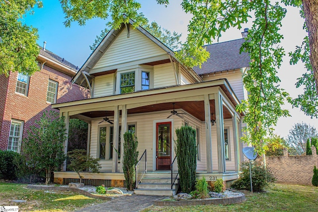 231 Austin Brook St, Simpsonville, SC 29680 - victorian-style house featuring a ceiling fan and a porch