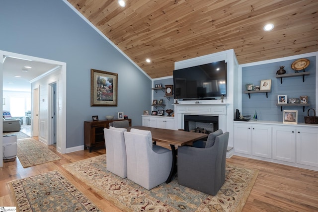 1122 Midway Rd, Pickens, SC 29671 - living area featuring wooden ceiling, a fireplace, light wood-style floors, baseboards, and recessed lighting