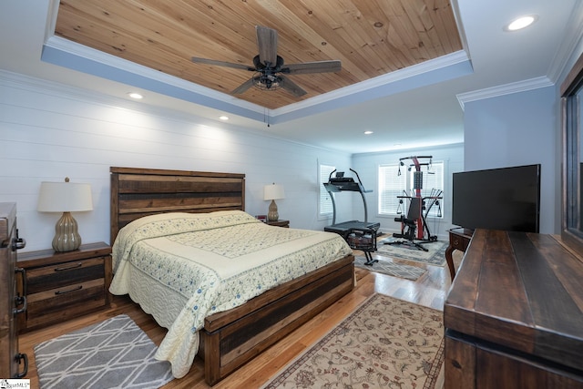 1122 Midway Rd, Pickens, SC 29671 - bedroom with a tray ceiling, wood finished floors, crown molding, recessed lighting, and wood ceiling