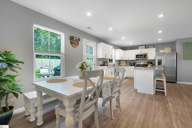 212 Ralston Dr, Greer, SC 29651 - dining space with recessed lighting, baseboards, and light wood-type flooring