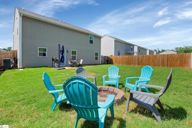 212 Ralston Dr, Greer, SC 29651 - back of property featuring cooling unit, a fire pit, and a patio