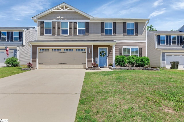 212 Ralston Dr, Greer, SC 29651 - view of front facade featuring a garage, concrete driveway, and a front lawn