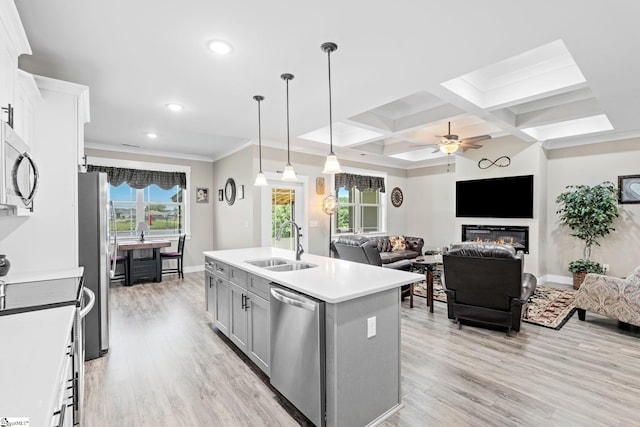 222 Blease Horton Rd, Boiling Springs, SC 29316 - kitchen with appliances with stainless steel finishes, a sink, light wood finished floors, light countertops, and recessed lighting