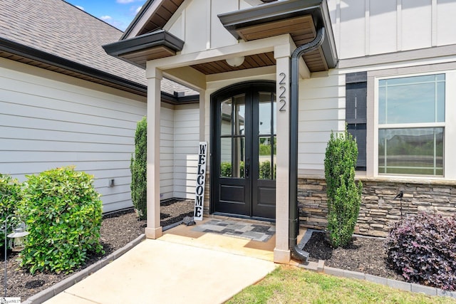 222 Blease Horton Rd, Boiling Springs, SC 29316 - view of exterior entry with french doors and stone siding