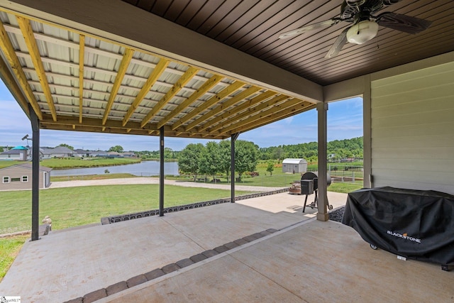 222 Blease Horton Rd, Boiling Springs, SC 29316 - view of patio featuring a water view and a ceiling fan