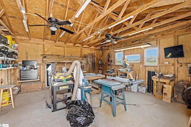222 Blease Horton Rd, Boiling Springs, SC 29316 - garage featuring a workshop area and ceiling fan