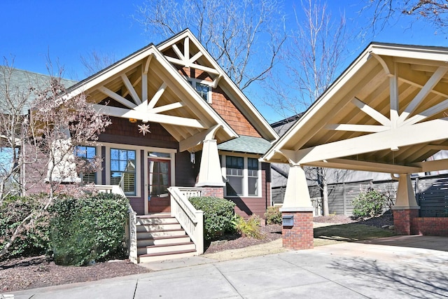 509B Townes St, Greenville, SC 29601 - view of front of property with covered porch, a gazebo, and roof with shingles