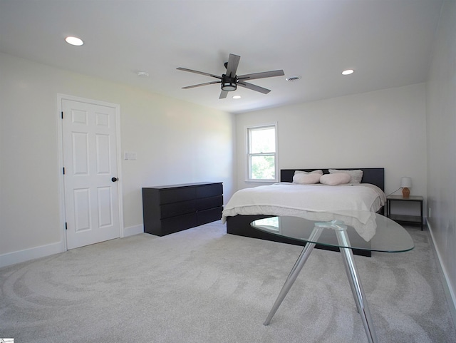 310 Sloping Meadow Dr, Inman, SC 29349 - bedroom featuring carpet floors, baseboards, recessed lighting, and a ceiling fan