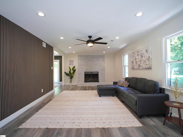 310 Sloping Meadow Dr, Inman, SC 29349 - living room with healthy amount of natural light, a ceiling fan, recessed lighting, and wood finished floors