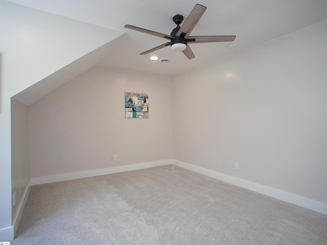 310 Sloping Meadow Dr, Inman, SC 29349 - additional living space featuring a ceiling fan, carpet flooring, recessed lighting, lofted ceiling, and baseboards