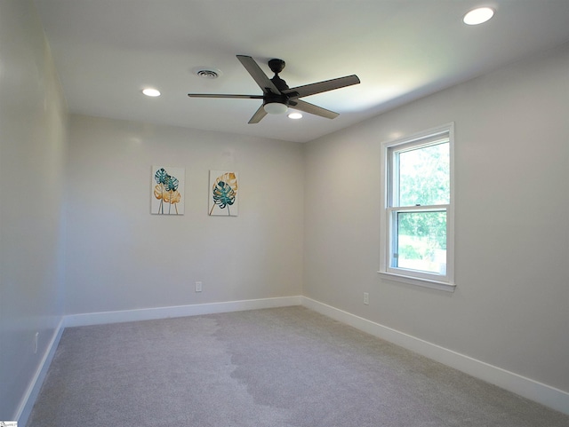310 Sloping Meadow Dr, Inman, SC 29349 - spare room with recessed lighting, ceiling fan, baseboards, and light colored carpet
