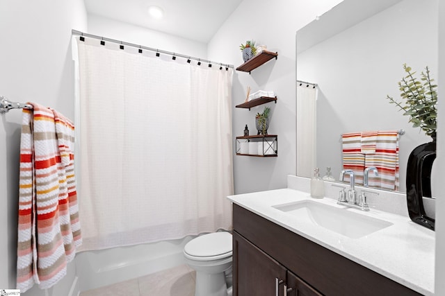 101 Hazelcroft Dr, Fountain Inn, SC 29644 - full bath with vanity, shower / bath combo, toilet, and tile patterned flooring