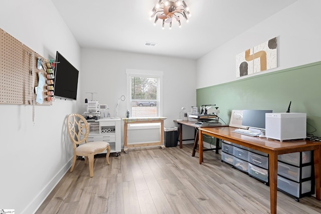 101 Hazelcroft Dr, Fountain Inn, SC 29644 - office featuring a chandelier, wood finished floors, and baseboards