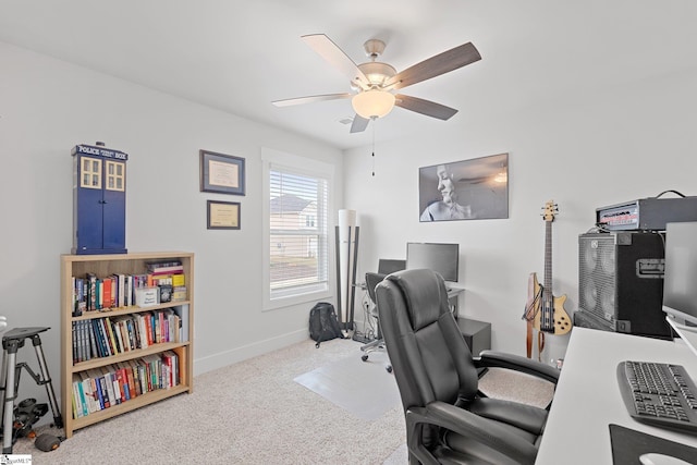 101 Hazelcroft Dr, Fountain Inn, SC 29644 - carpeted office featuring a ceiling fan and baseboards