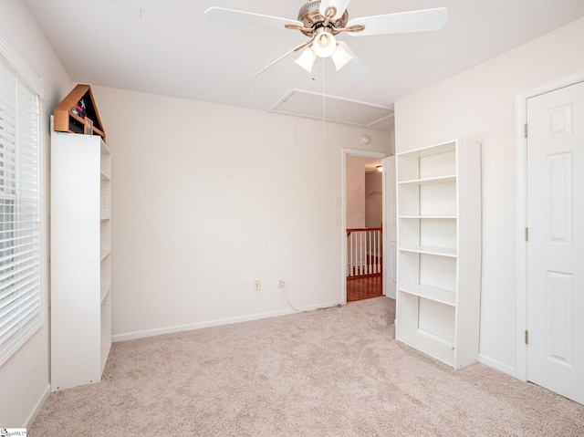 6 Baneberry Ct, Simpsonville, SC 29680 - unfurnished bedroom with attic access, carpet, baseboards, and a ceiling fan