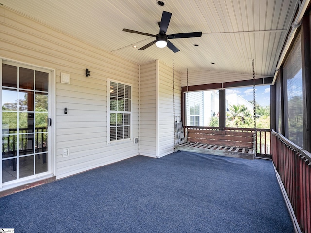 6 Baneberry Ct, Simpsonville, SC 29680 - unfurnished sunroom with healthy amount of natural light, a ceiling fan, and lofted ceiling