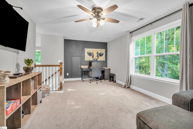 118 Perry Hill Rd, Easley, SC 29640 - carpeted office space featuring plenty of natural light, baseboards, and ceiling fan