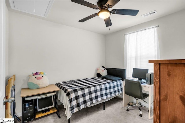 104 Timothy Pl, Easley, SC 29642 - carpeted bedroom featuring attic access, an office area, and ceiling fan
