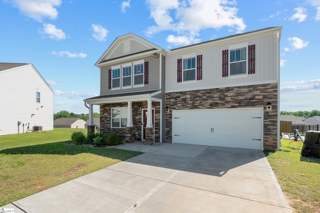 912 Brynderwen Pl, Lyman, SC 29365 - view of front of home with stone siding, a garage, driveway, and a front yard