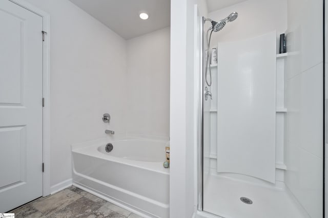 912 Brynderwen Pl, Lyman, SC 29365 - full bathroom featuring a shower, a bath, and baseboards
